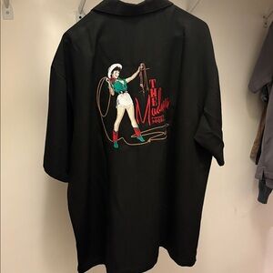 Black Embroidered Cowgirl Graphic Button-Up Shirt